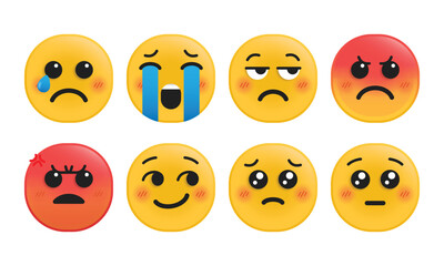 Set of cute expression vector emoticon, emoji