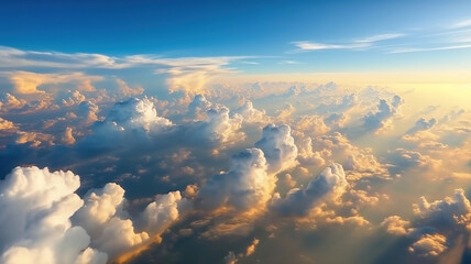 blue sky and a cloudy sky from an airplane. Generative Ai