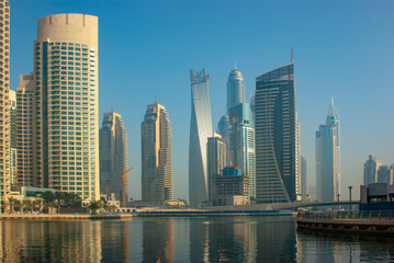  High rise buildings and streets in Dubai, UAE