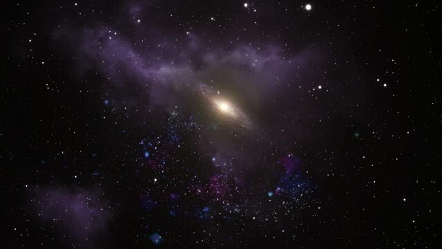 great universe, purple galaxies and nebulae and stars