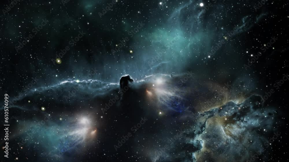 Canvas Prints a blue nebula in outer space and studded with stars