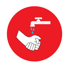 Round hand washing icon on a white background. Vector illustration.