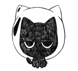 pencil drawing black cat decorative illustration