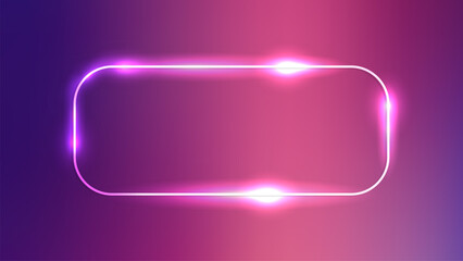 Neon rounded rectangle frame with shining effects