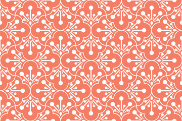 Flower geometric pattern. Seamless vector background. Pink and white ornament