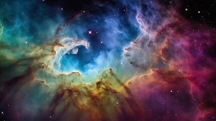 Fototapeta na wymiar A stunning image capturing the intricate details of a deep space nebula generative ai