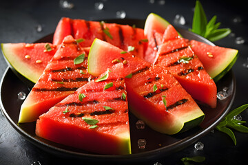 Grilled Watermelon Slices ai generated art Generative AI