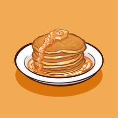 Digital vector illustration of yummy and buttery pancakes 