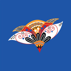 Beautiful Folkloric Flower, Nature Inspired Design Element. Ornate Abstract Pattern. Ethnic Motif, Floral Style. Vector Illustration