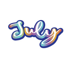 Calendar month.  July gradient word art