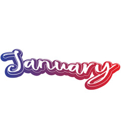 Calendar month.  January word art silhouette