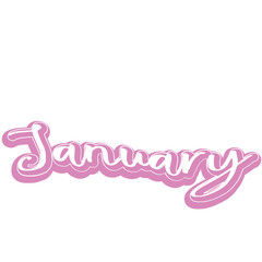 Calendar month.  January word art silhouette