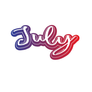 Calendar month.  July word art silhouette
