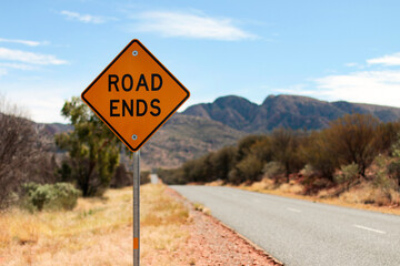 road ends street sign, outback australia alice springs uluru ayers rock