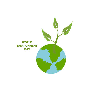 icon of planet earth, earth day, plants, vector illustration