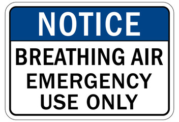 Fototapeta na wymiar Breathing air station sign and labels breathing air, emergency use only