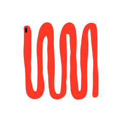 snake in modern trendy naive style. Minimalistic funky bizarre snake