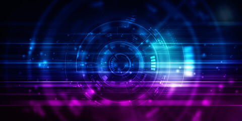 2d illustration Abstract futuristic electronic circuit technology background
