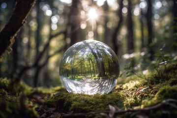 Fototapeta na wymiar glass globe in a forest