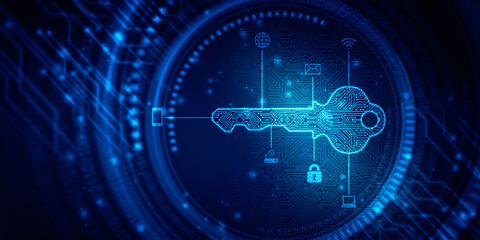 2d illustration digital abstract technology digital future cyber security key