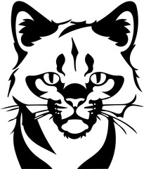Black vector logo illustration of a cougar, drawing of a predator