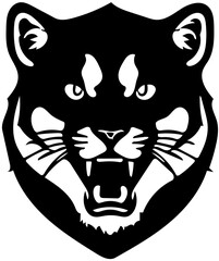 Black vector logo illustration of a cougar, drawing of a predator