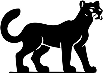 Black vector logo illustration of a cougar, drawing of a predator