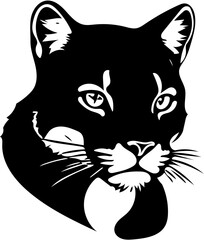 Black vector logo illustration of a cougar, drawing of a predator