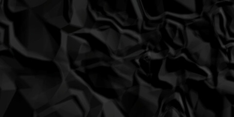 Fototapeta premium Black silk stain clothing background. Black fabric texture and Crumpled black paper. Textured crumpled black paper background. 