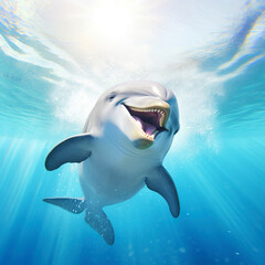 cute dolphin under the water. Generative AI