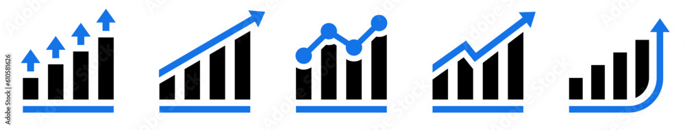 Poster profit growing icon. growing graph icon set. progress bar. growing graph icon graph sign. business c