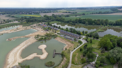Ponds - aerial view, general landscape of Lower Silesia in Poland.