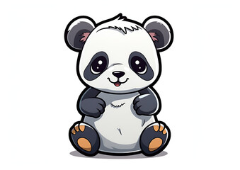 panda, sticker, white background. generative ai