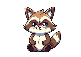 raccoon, sticker, white background. generative ai