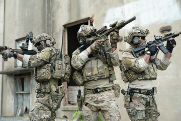 Military Soldiers Storming the Enemy Building