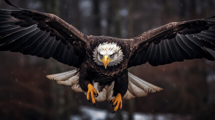 Obraz premium Generative ai illustration of Flying Eagle looking at camera