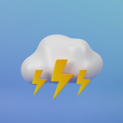 Thunder cloud icon 3d render