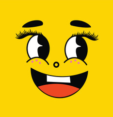 abstract emotional face icon, smile character illustration, cute cartoon monster, emoji, emoticon, toy