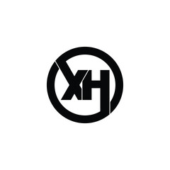 Letter XH circle logo design vector