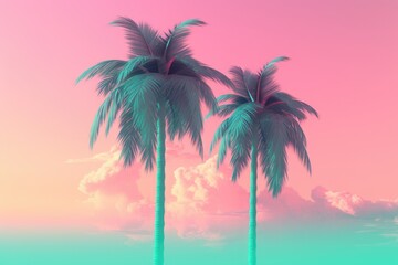 Fototapeta na wymiar Dreamy Pastel Palm Tree Background