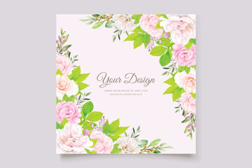 rose and floral leaves wedding invitation card design