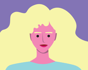 Natural beautiful woman, modern style, flat vector stock illustration