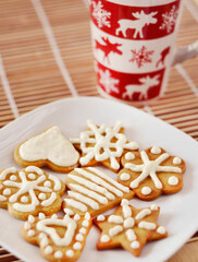 Decorated Christmas cookies on a plate