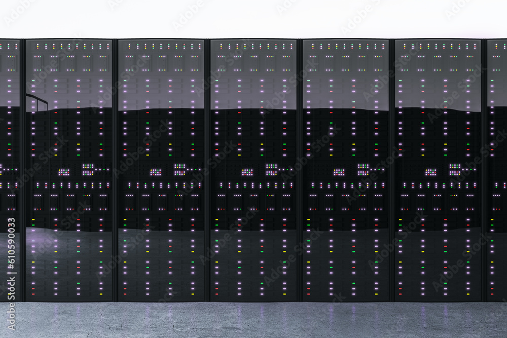 Aufkleber AI computing datacenter inside. 3D Rendering
