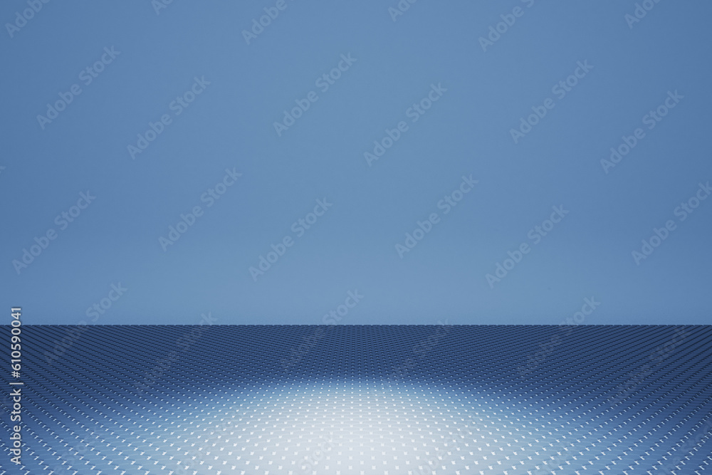 Aufkleber Creative digital blue backdrop with reflections and mock up place. 3D Rendering.