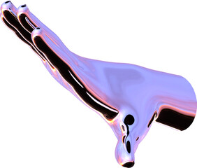 3d chrome metal hand with transparent background, surreal hand, psychedelic aesthetic