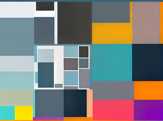 Geometric panels in varied levels colors shadows.