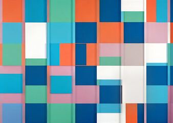 Geometric paper panels in Kodachrome colors.