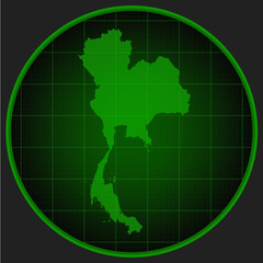 Vector map Thailand on the radar screen