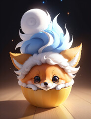 adorable fox in a cup